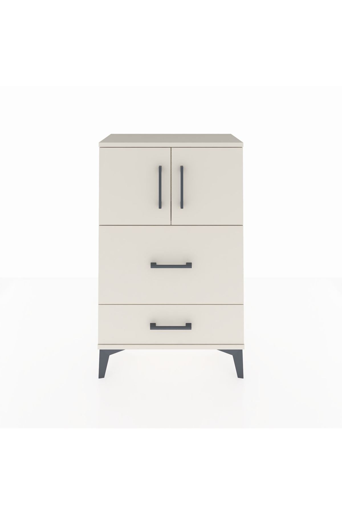 Arges Komodin Tek Raflı 2 Çekmeceli 2 Kapaklı 60x30x96 - S14M027V1A