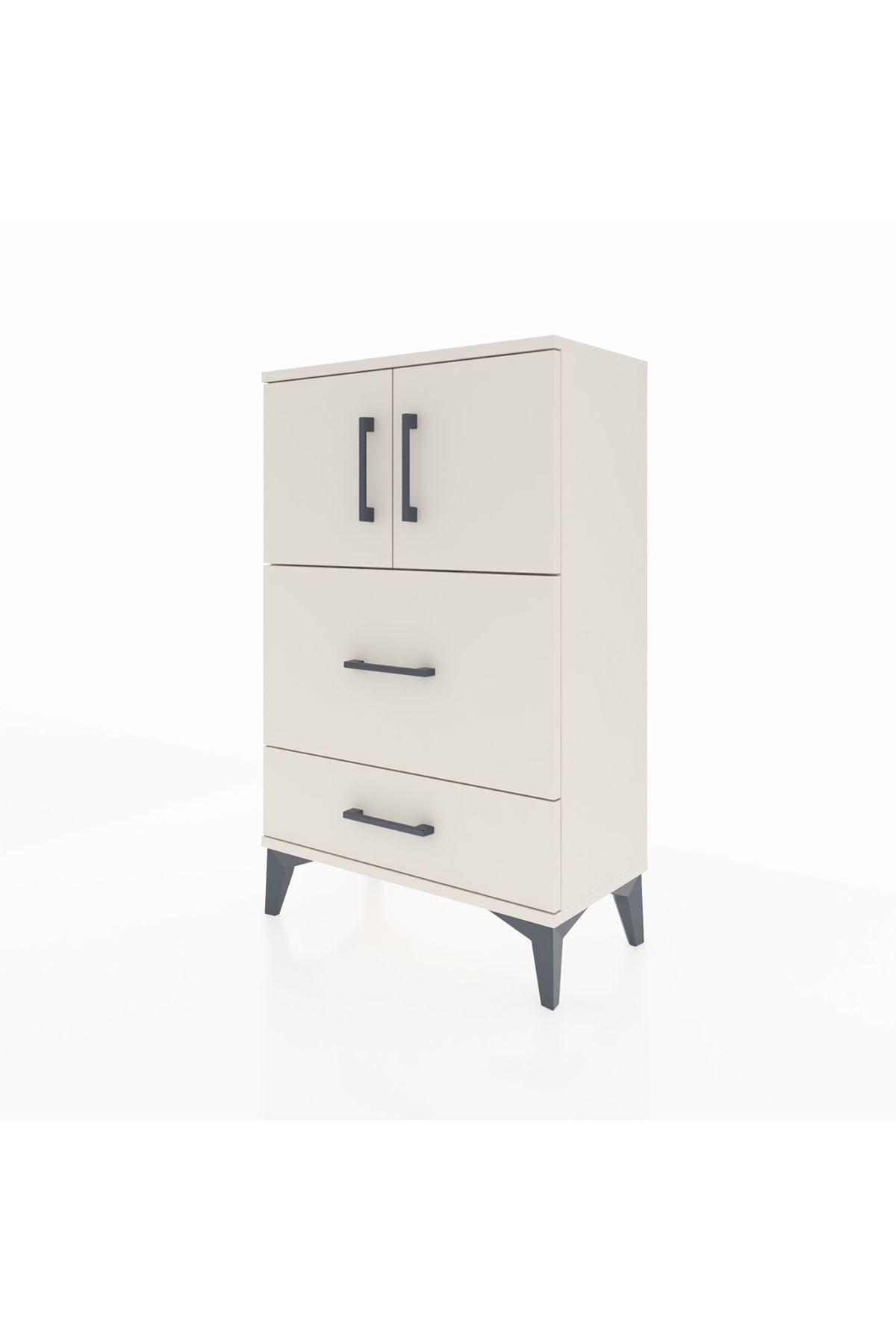 Arges Komodin Tek Raflı 2 Çekmeceli 2 Kapaklı 60x30x96 - S14M027V1A