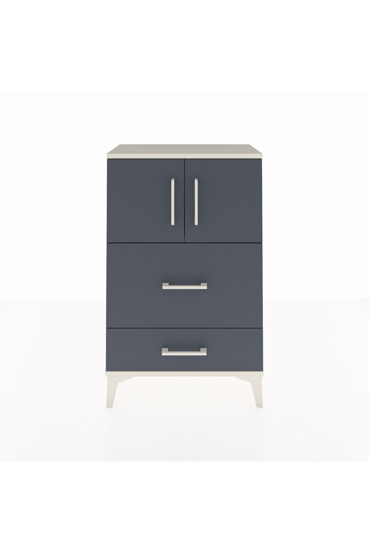 Arges Komodin Tek Raflı 2 Çekmeceli 2 Kapaklı 60x30x96 - S14M027V2A