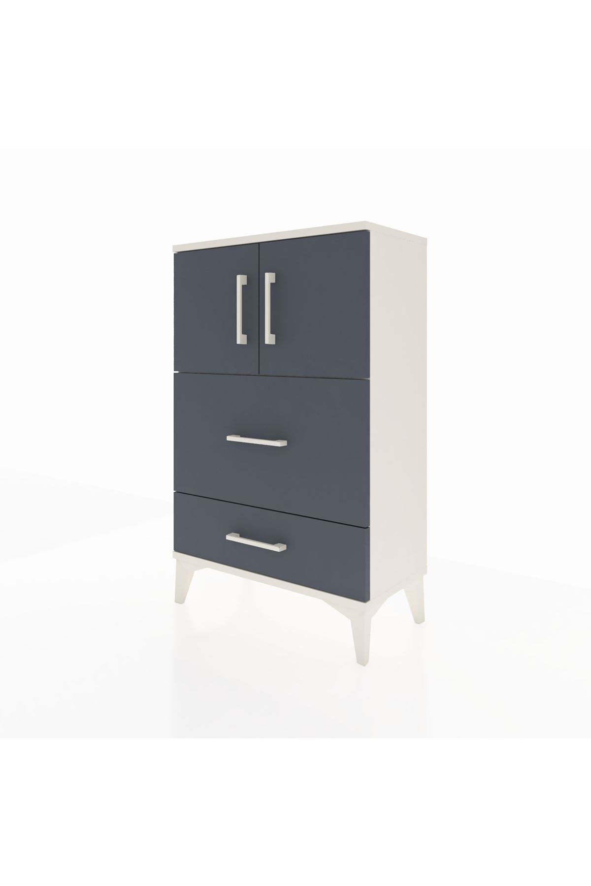 Arges Komodin Tek Raflı 2 Çekmeceli 2 Kapaklı 60x30x96 - S14M027V2A