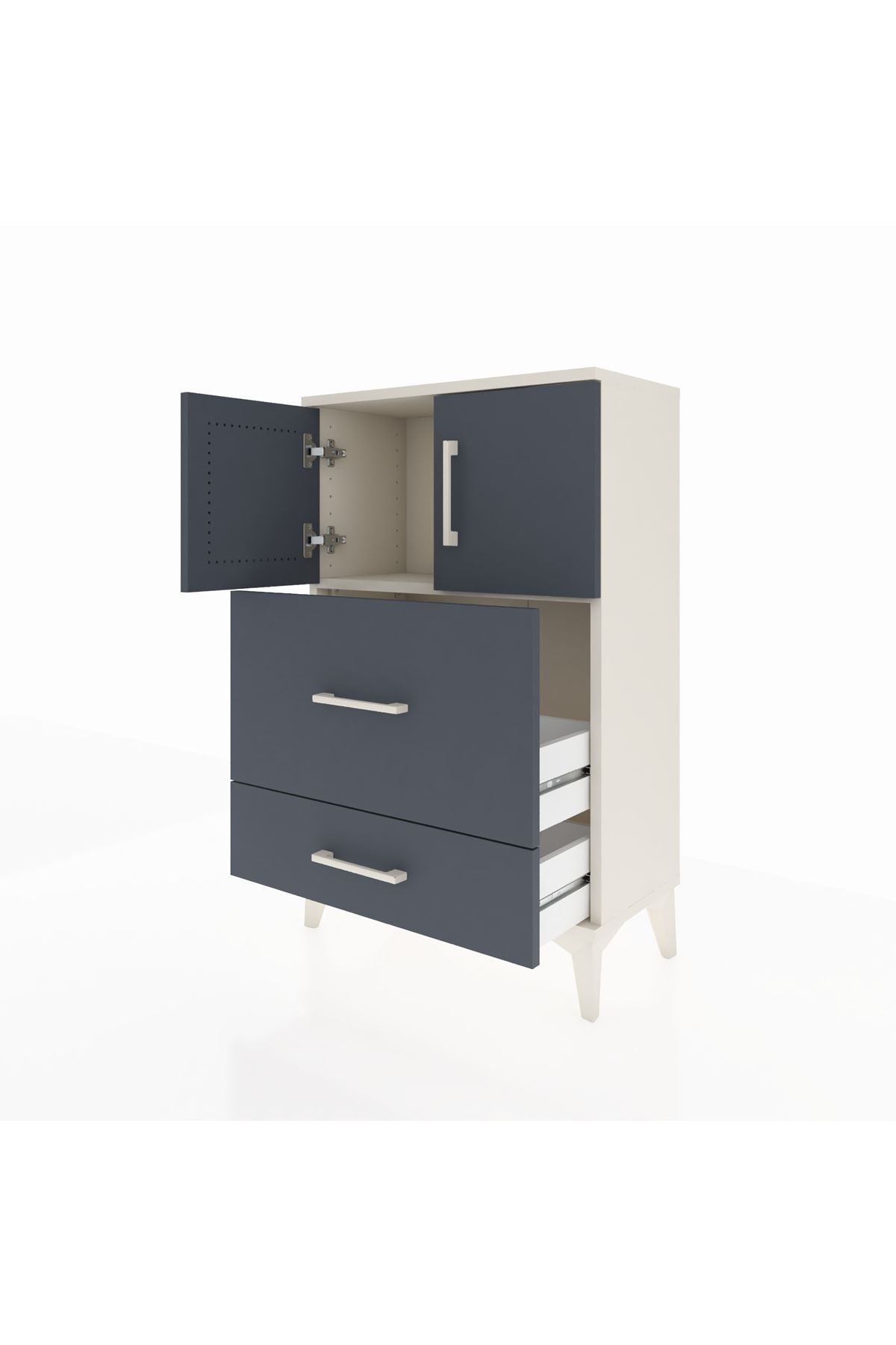 Arges Komodin Tek Raflı 2 Çekmeceli 2 Kapaklı 60x30x96 - S14M027V2A