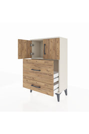 Arges Komodin Tek Raflı 2 Çekmeceli 2 Kapaklı 60x30x96 - S14M027V3A
