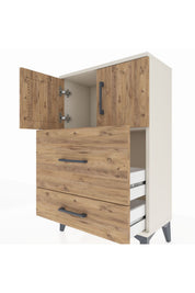 Arges Komodin Tek Raflı 2 Çekmeceli 2 Kapaklı 60x30x96 - S14M027V3A