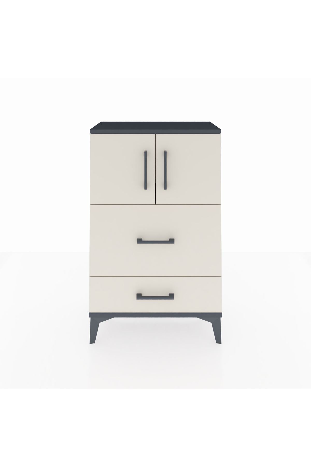 Arges Komodin Tek Raflı 2 Çekmeceli 2 Kapaklı 60x30x96 - S14M027V4A