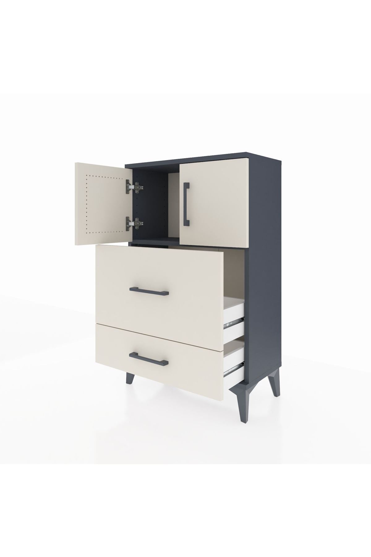Arges Komodin Tek Raflı 2 Çekmeceli 2 Kapaklı 60x30x96 - S14M027V4A