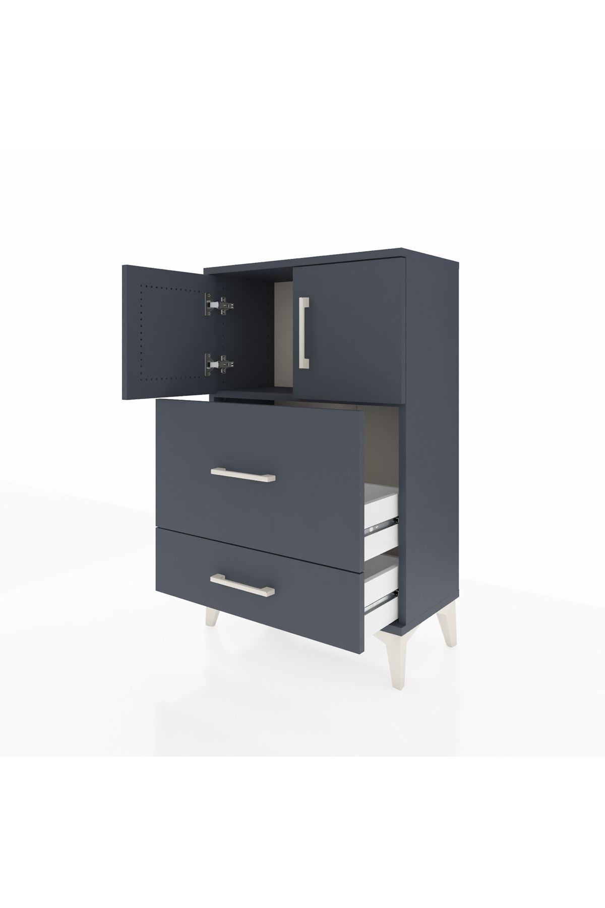 Arges Komodin Tek Raflı 2 Çekmeceli 2 Kapaklı 60x30x96 - S14M027V5A