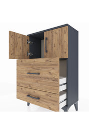 Arges Komodin Tek Raflı 2 Çekmeceli 2 Kapaklı 60x30x96 - S14M027V6A