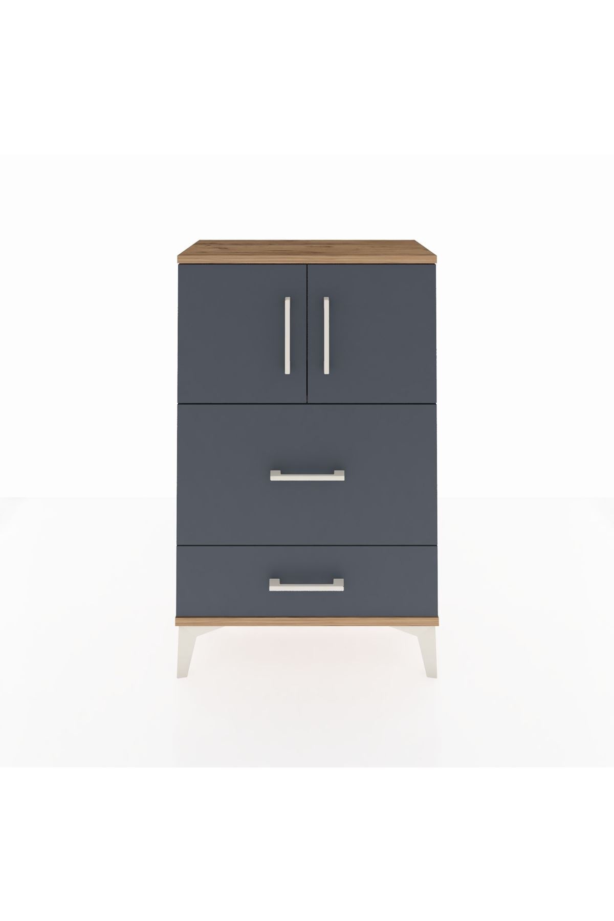 Arges Komodin Tek Raflı 2 Çekmeceli 2 Kapaklı 60x30x96 - S14M027V8A