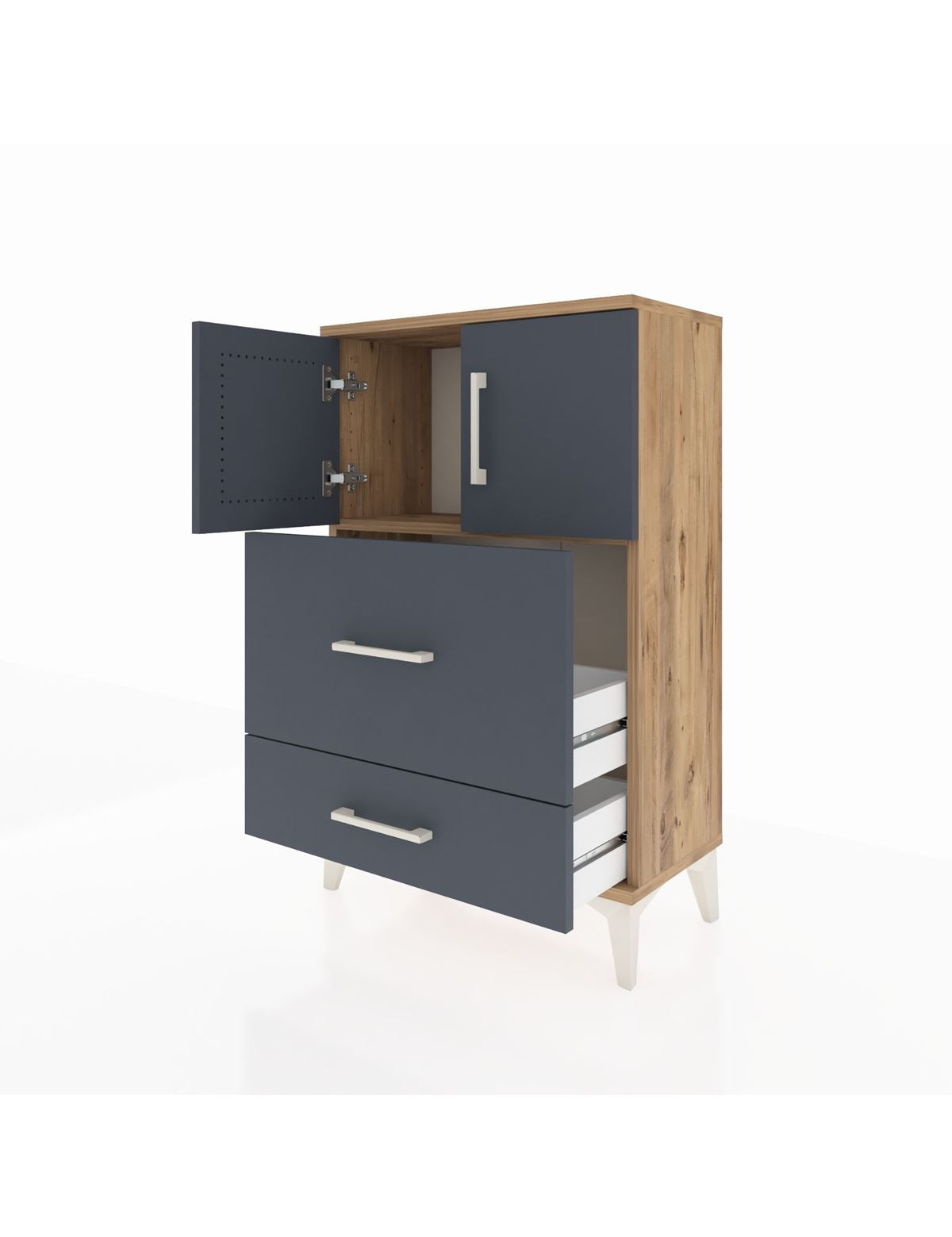 Arges Komodin Tek Raflı 2 Çekmeceli 2 Kapaklı 60x30x96 - S14M027V8A