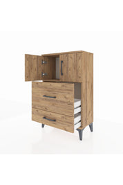 Arges Komodin Tek Raflı 2 Çekmeceli 2 Kapaklı 60x30x96 - S14M027V9A