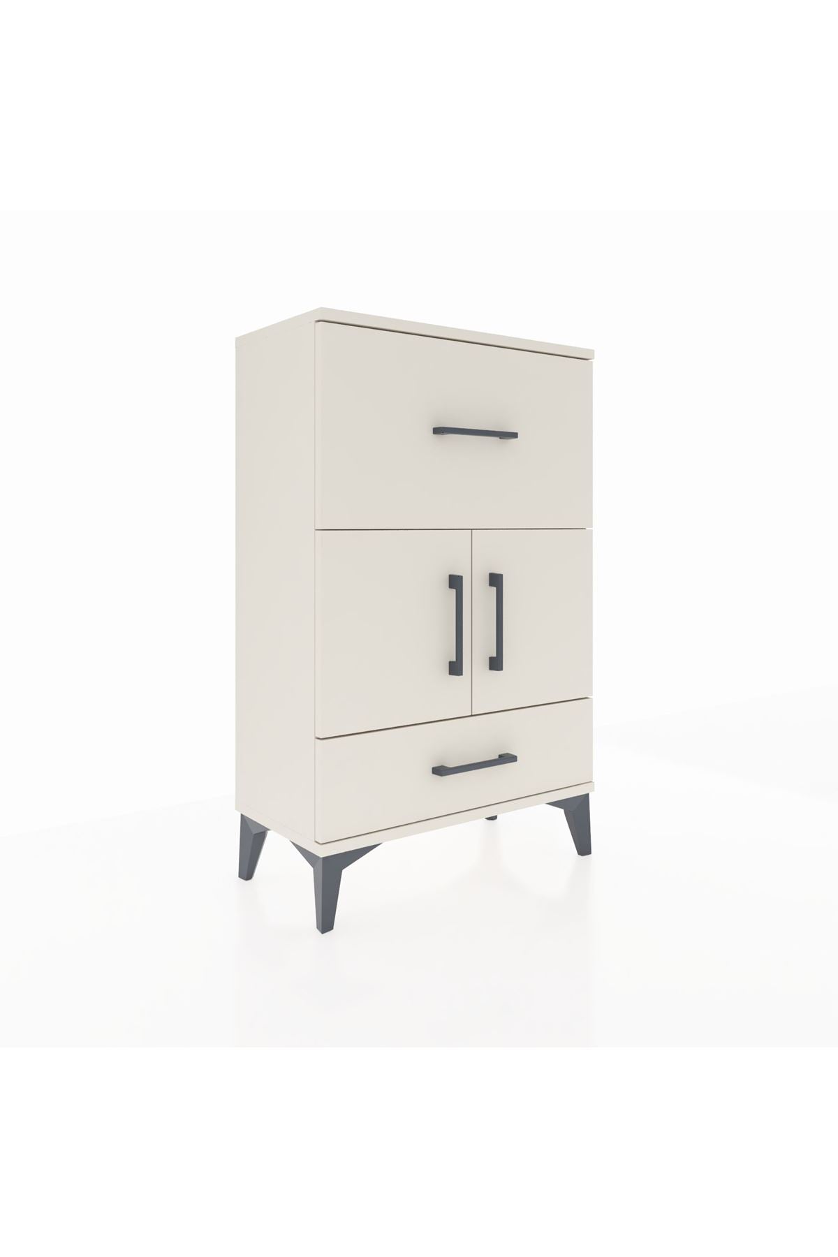 Arges Komodin Tek Raflı 2 Çekmeceli 2 Kapaklı 60x30x96 - S14M029V1A