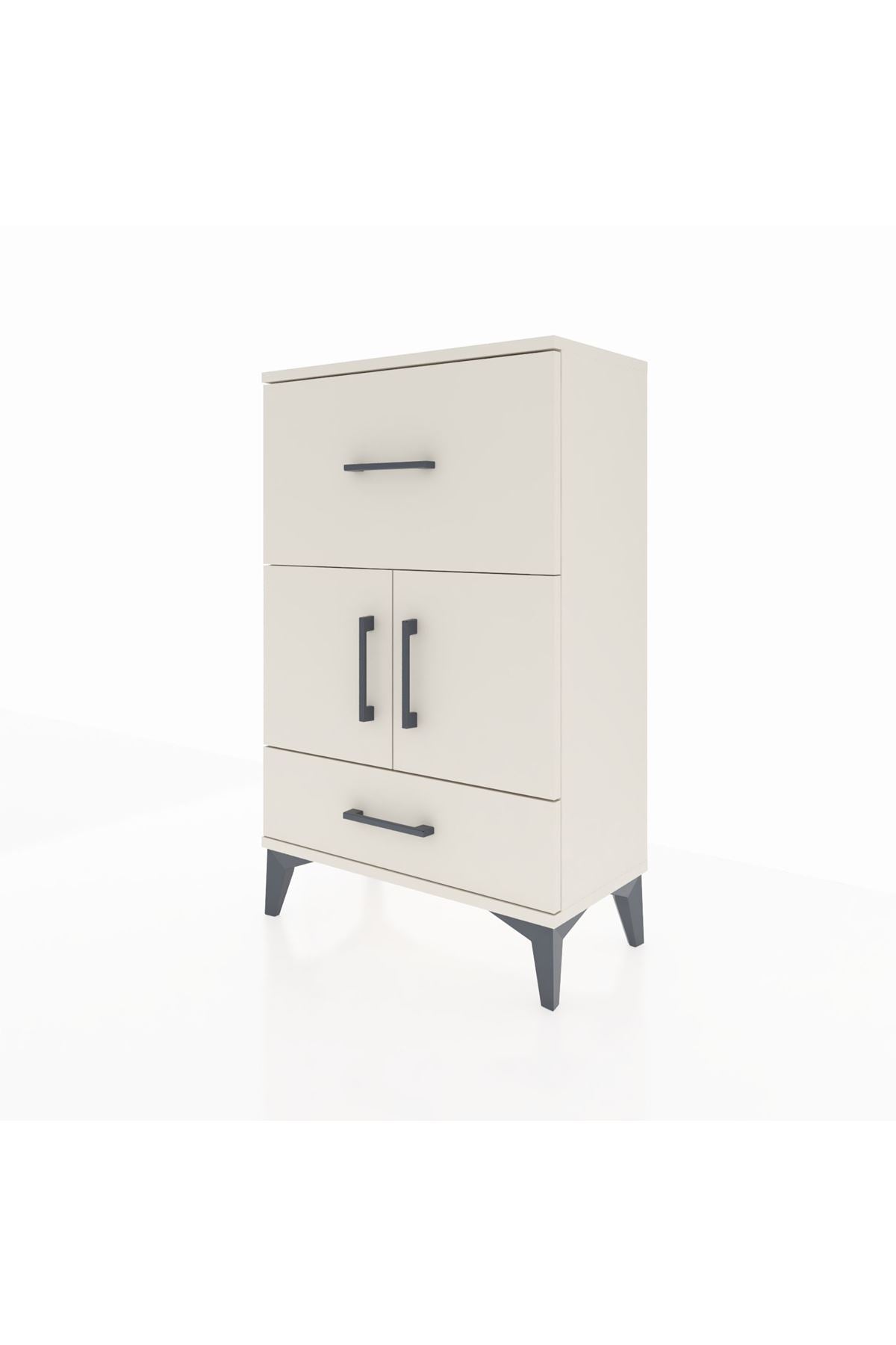 Arges Komodin Tek Raflı 2 Çekmeceli 2 Kapaklı 60x30x96 - S14M029V1A