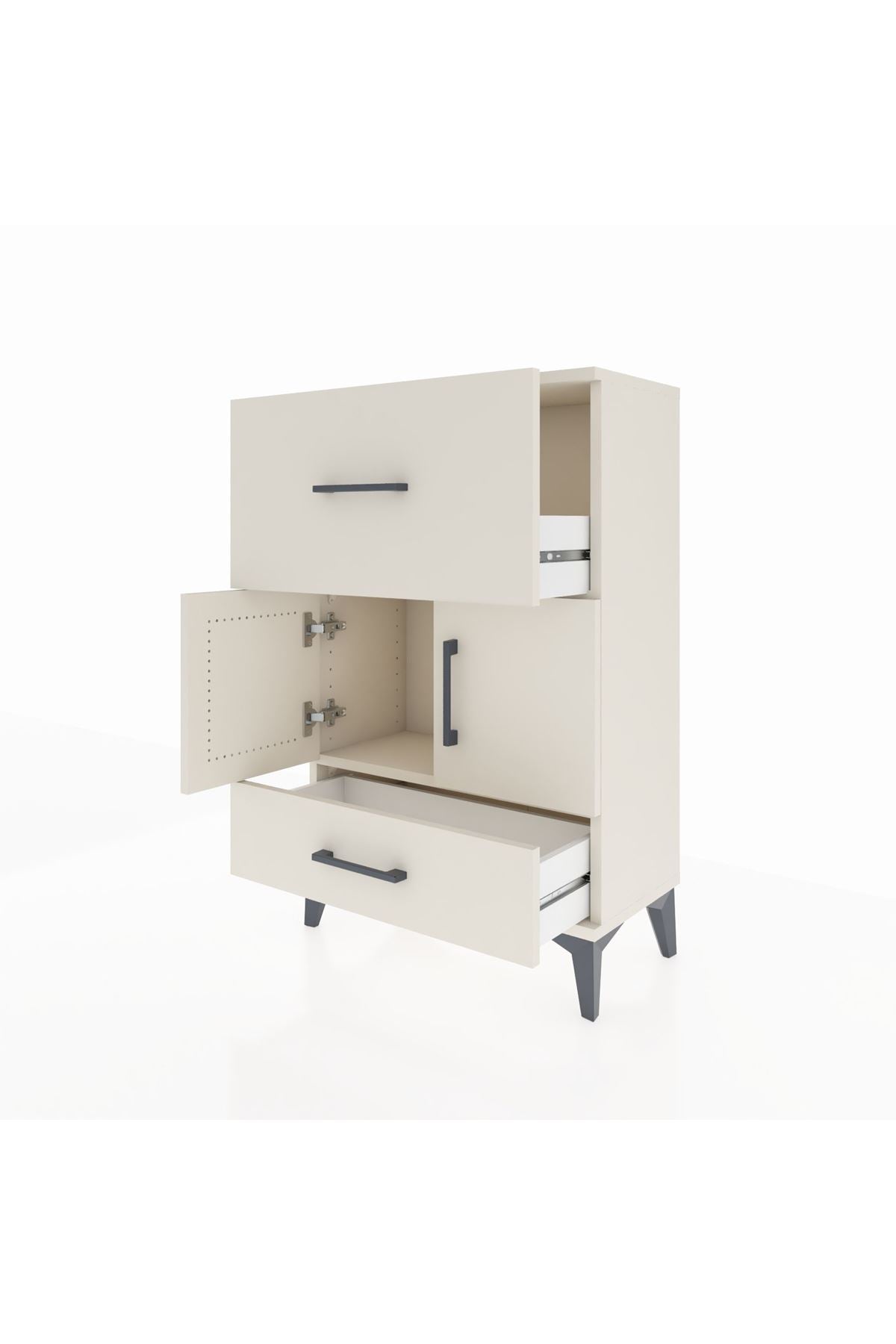 Arges Komodin Tek Raflı 2 Çekmeceli 2 Kapaklı 60x30x96 - S14M029V1A
