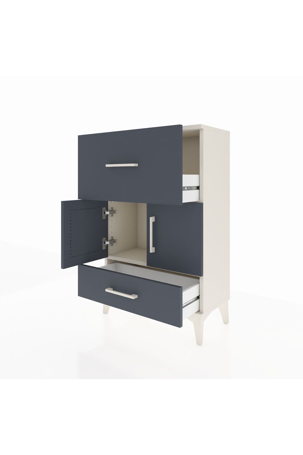 Arges Komodin Tek Raflı 2 Çekmeceli 2 Kapaklı 60x30x96 - S14M029V2A