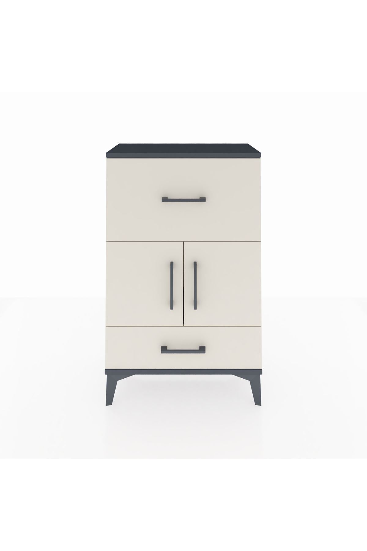 Arges Komodin Tek Raflı 2 Çekmeceli 2 Kapaklı 60x30x96 - S14M029V4A