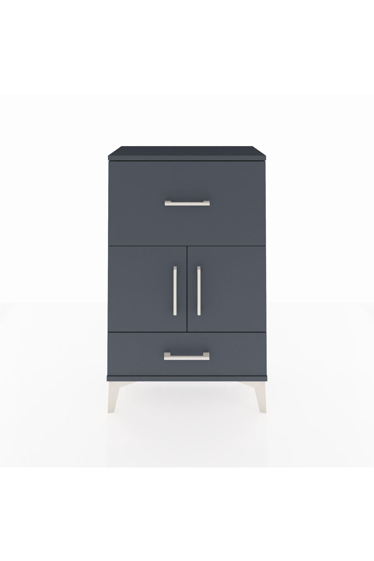 Arges Komodin Tek Raflı 2 Çekmeceli 2 Kapaklı 60x30x96 - S14M029V5A