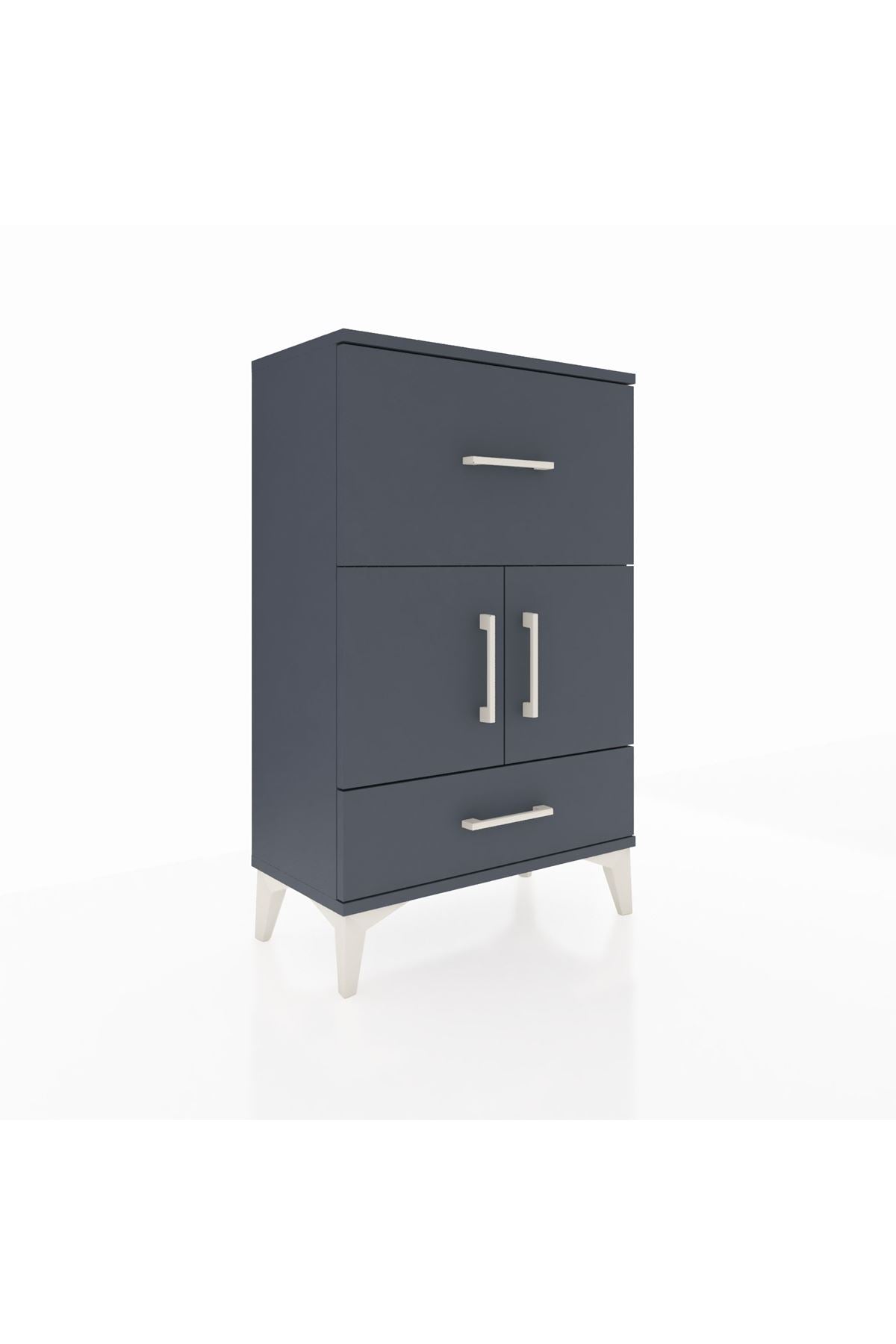 Arges Komodin Tek Raflı 2 Çekmeceli 2 Kapaklı 60x30x96 - S14M029V5A