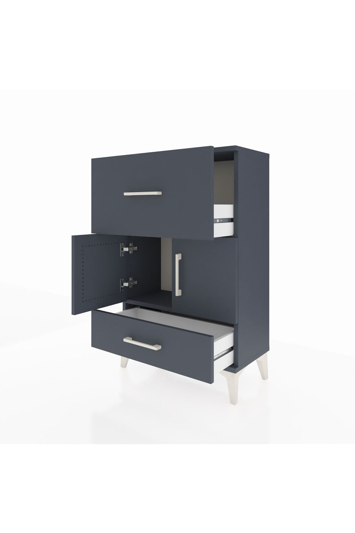 Arges Komodin Tek Raflı 2 Çekmeceli 2 Kapaklı 60x30x96 - S14M029V5A
