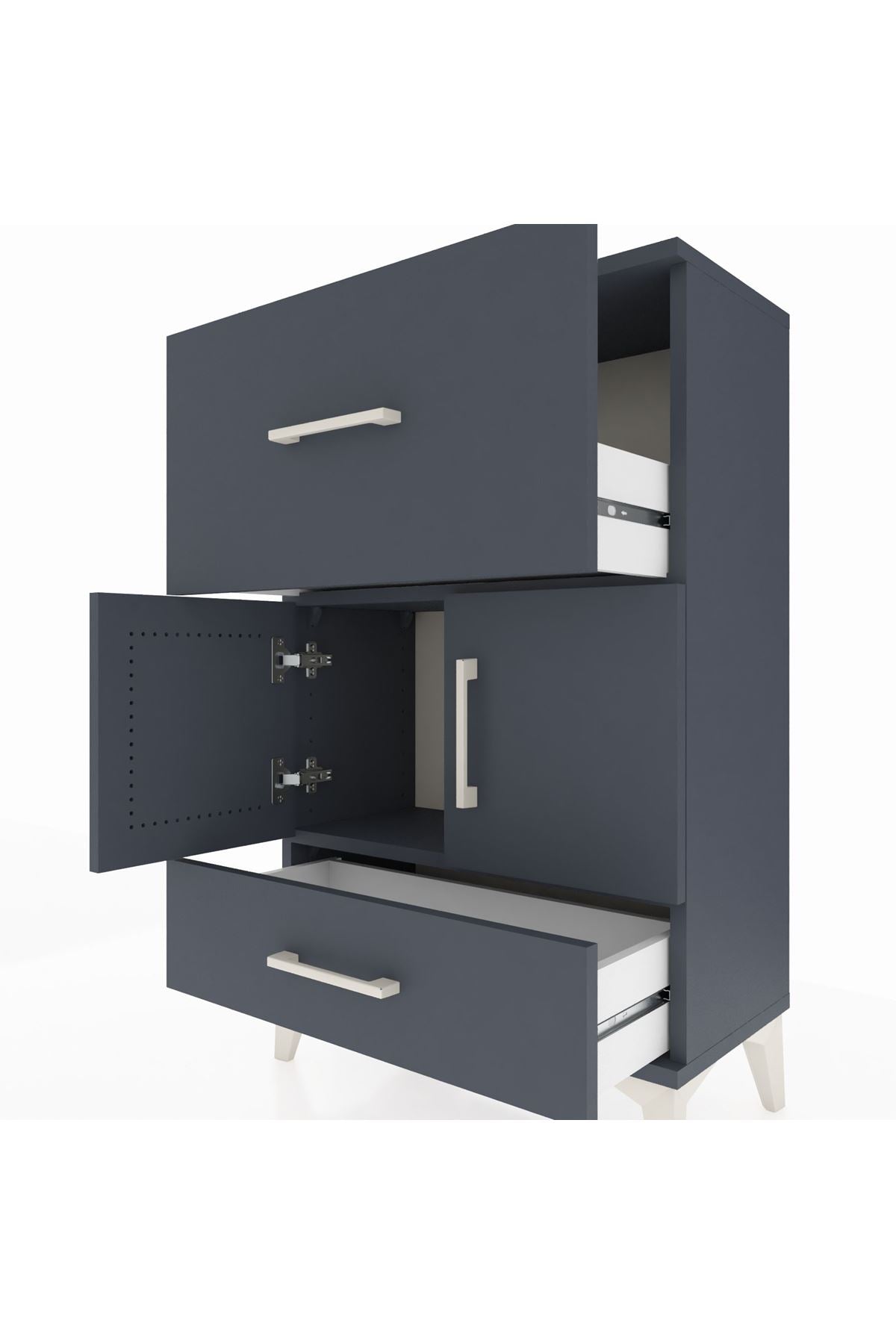 Arges Komodin Tek Raflı 2 Çekmeceli 2 Kapaklı 60x30x96 - S14M029V5A