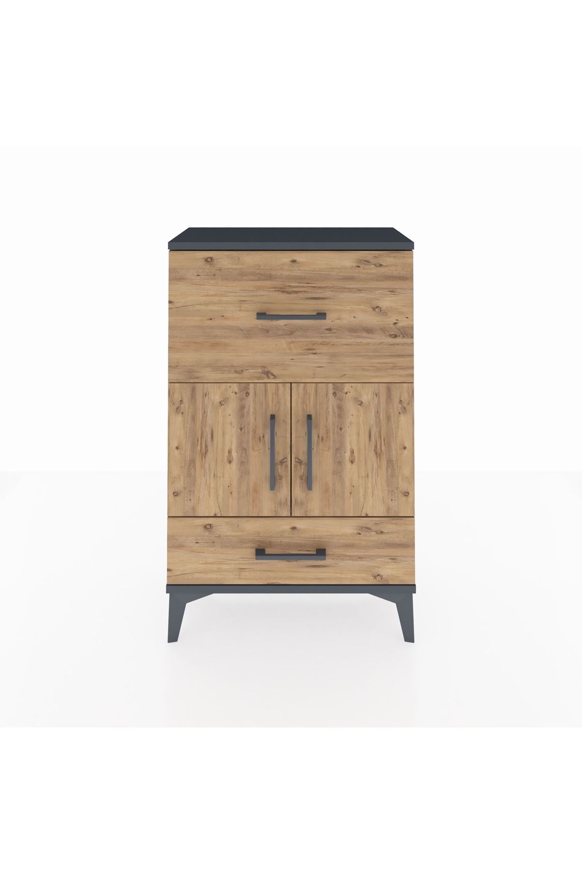 Arges Komodin Tek Raflı 2 Çekmeceli 2 Kapaklı 60x30x96 - S14M029V6A