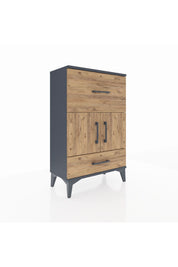 Arges Komodin Tek Raflı 2 Çekmeceli 2 Kapaklı 60x30x96 - S14M029V6A