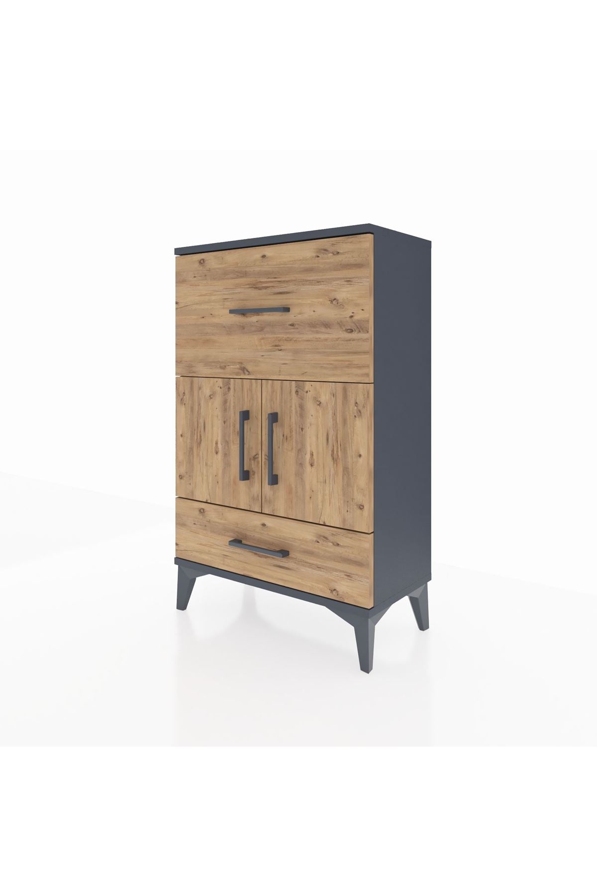 Arges Komodin Tek Raflı 2 Çekmeceli 2 Kapaklı 60x30x96 - S14M029V6A