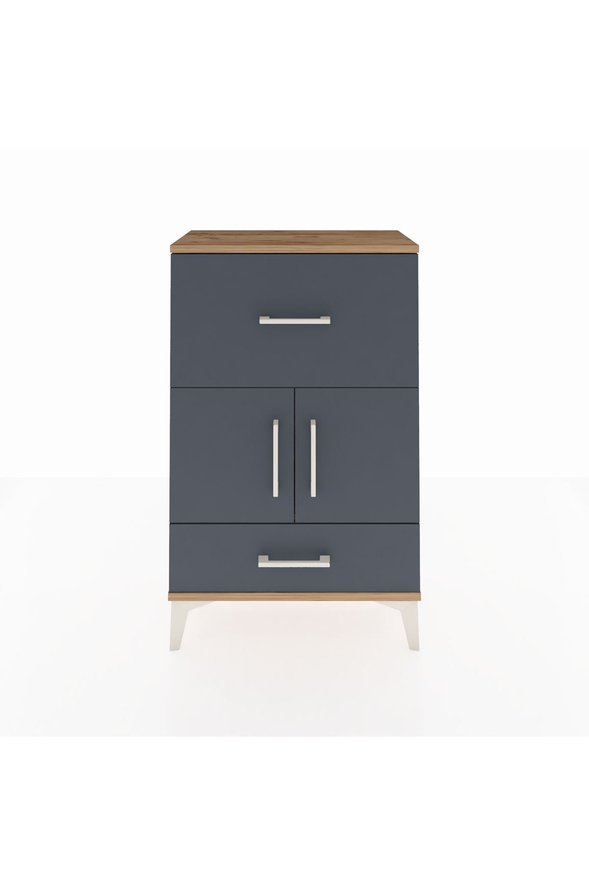 Arges Komodin Tek Raflı 2 Çekmeceli 2 Kapaklı 60x30x96 - S14M029V8A