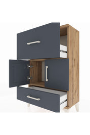 Arges Komodin Tek Raflı 2 Çekmeceli 2 Kapaklı 60x30x96 - S14M029V8A