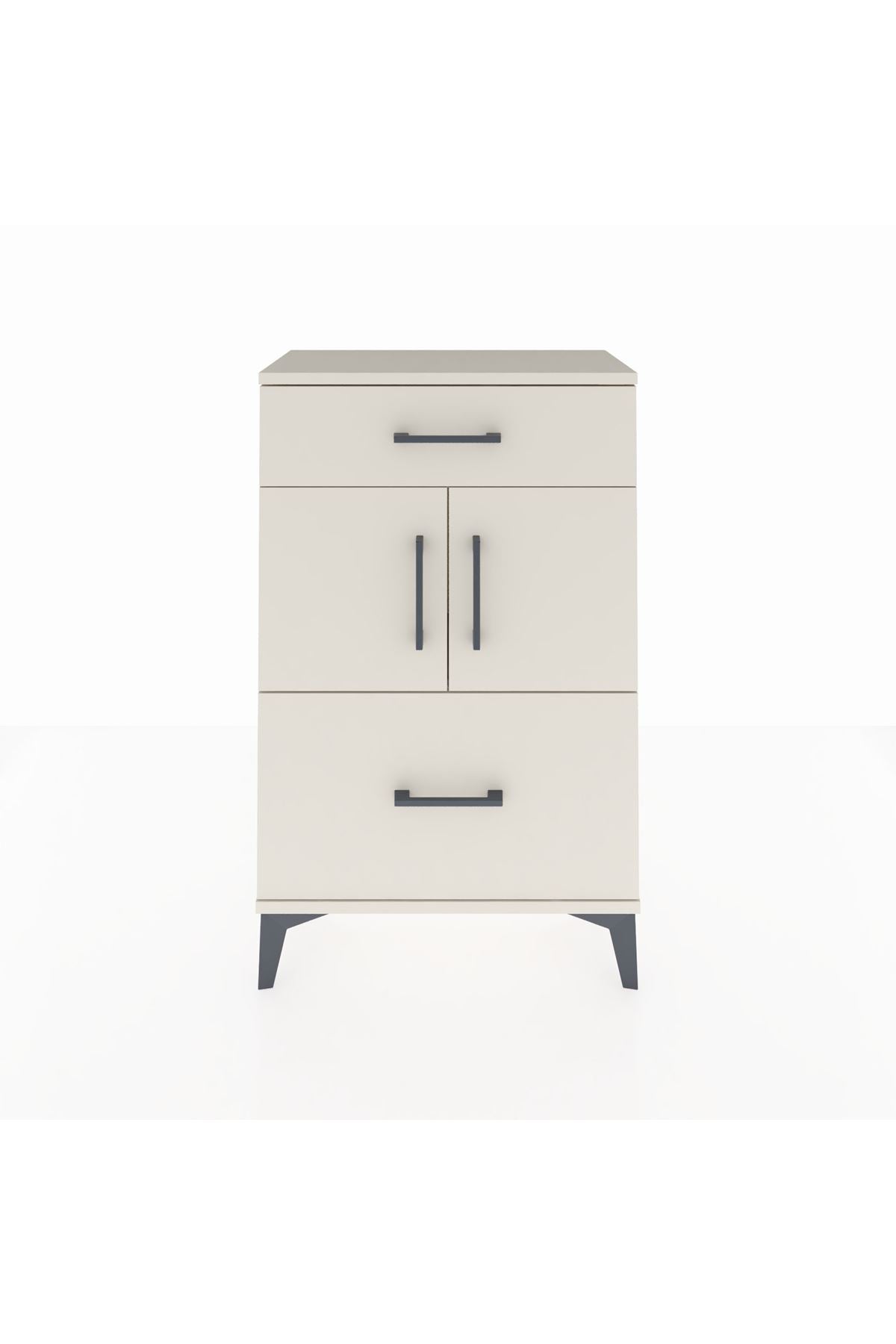 Arges Komodin Tek Raflı 2 Çekmeceli 2 Kapaklı 60x30x96 - S14M030V1A