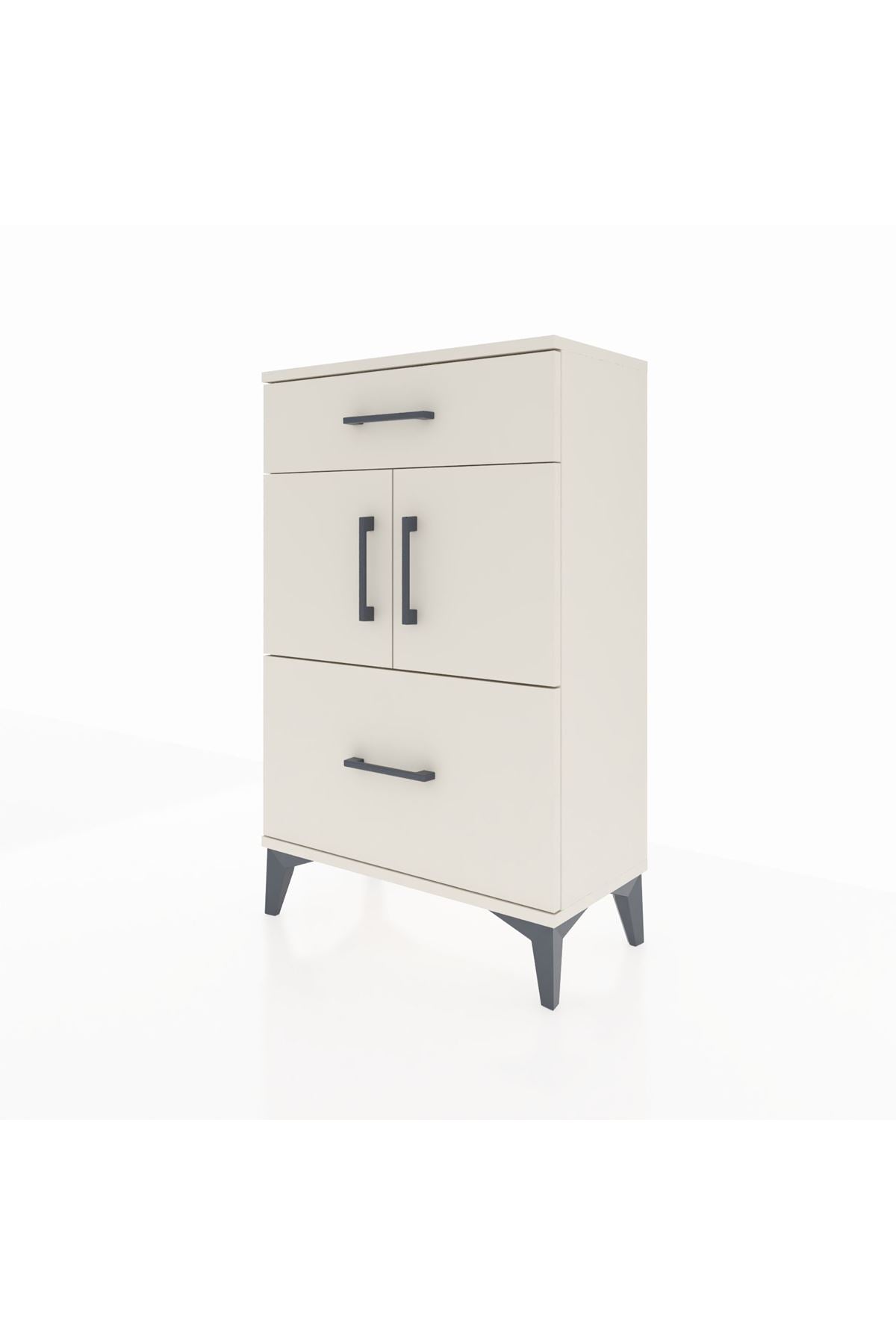 Arges Komodin Tek Raflı 2 Çekmeceli 2 Kapaklı 60x30x96 - S14M030V1A