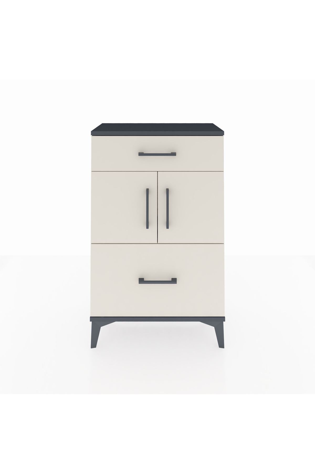 Arges Komodin Tek Raflı 2 Çekmeceli 2 Kapaklı 60x30x96 - S14M030V4A