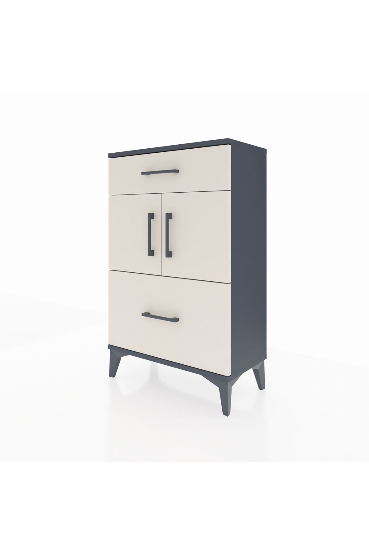 Arges Komodin Tek Raflı 2 Çekmeceli 2 Kapaklı 60x30x96 - S14M030V4A