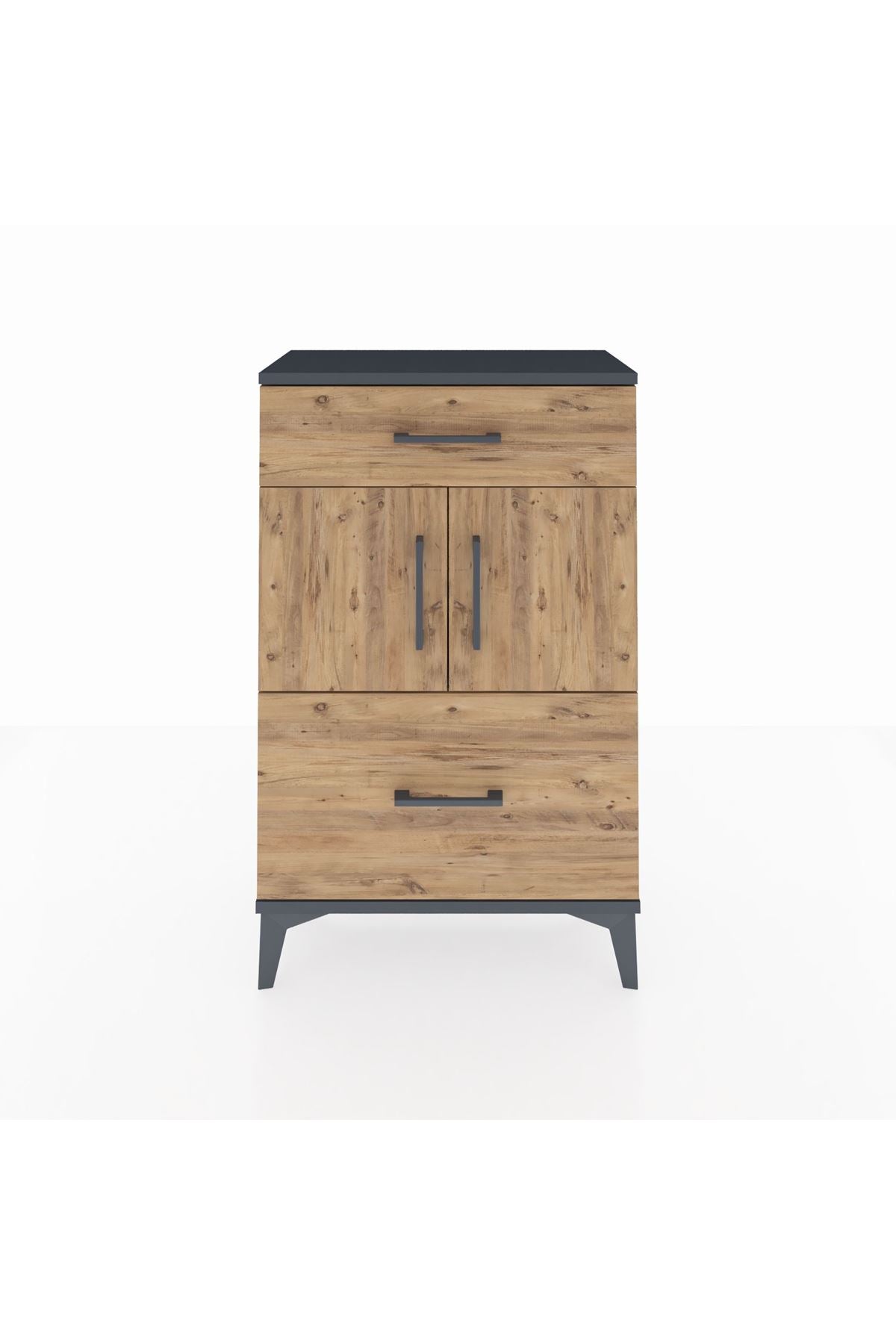 Arges Komodin Tek Raflı 2 Çekmeceli 2 Kapaklı 60x30x96 - S14M030V6A