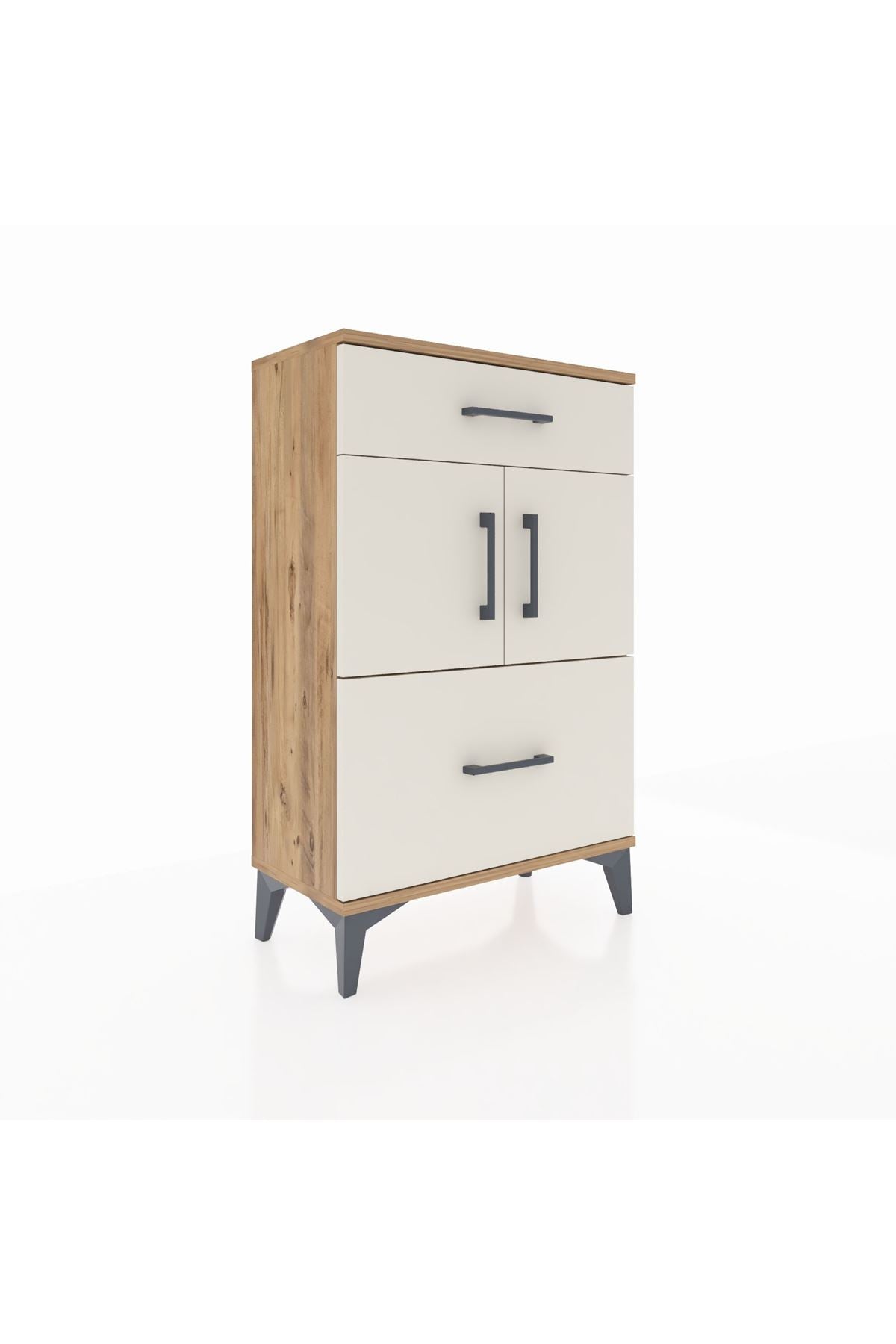 Arges Komodin Tek Raflı 2 Çekmeceli 2 Kapaklı 60x30x96 - S14M030V7A