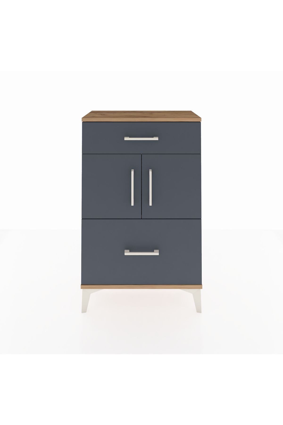 Arges Komodin Tek Raflı 2 Çekmeceli 2 Kapaklı 60x30x96 - S14M030V8A