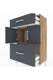 Arges Komodin Tek Raflı 2 Çekmeceli 2 Kapaklı 60x30x96 - S14M030V8A