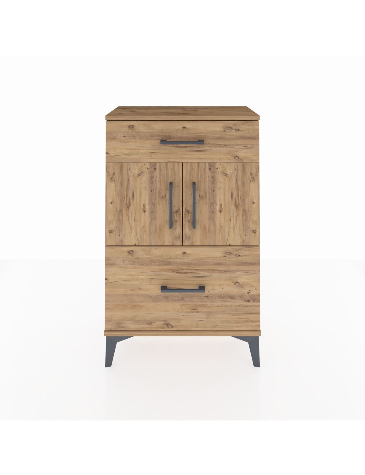 Arges Komodin Tek Raflı 2 Çekmeceli 2 Kapaklı 60x30x96 - S14M030V9A