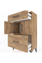 Arges Komodin Tek Raflı 2 Çekmeceli 2 Kapaklı 60x30x96 - S14M030V9A
