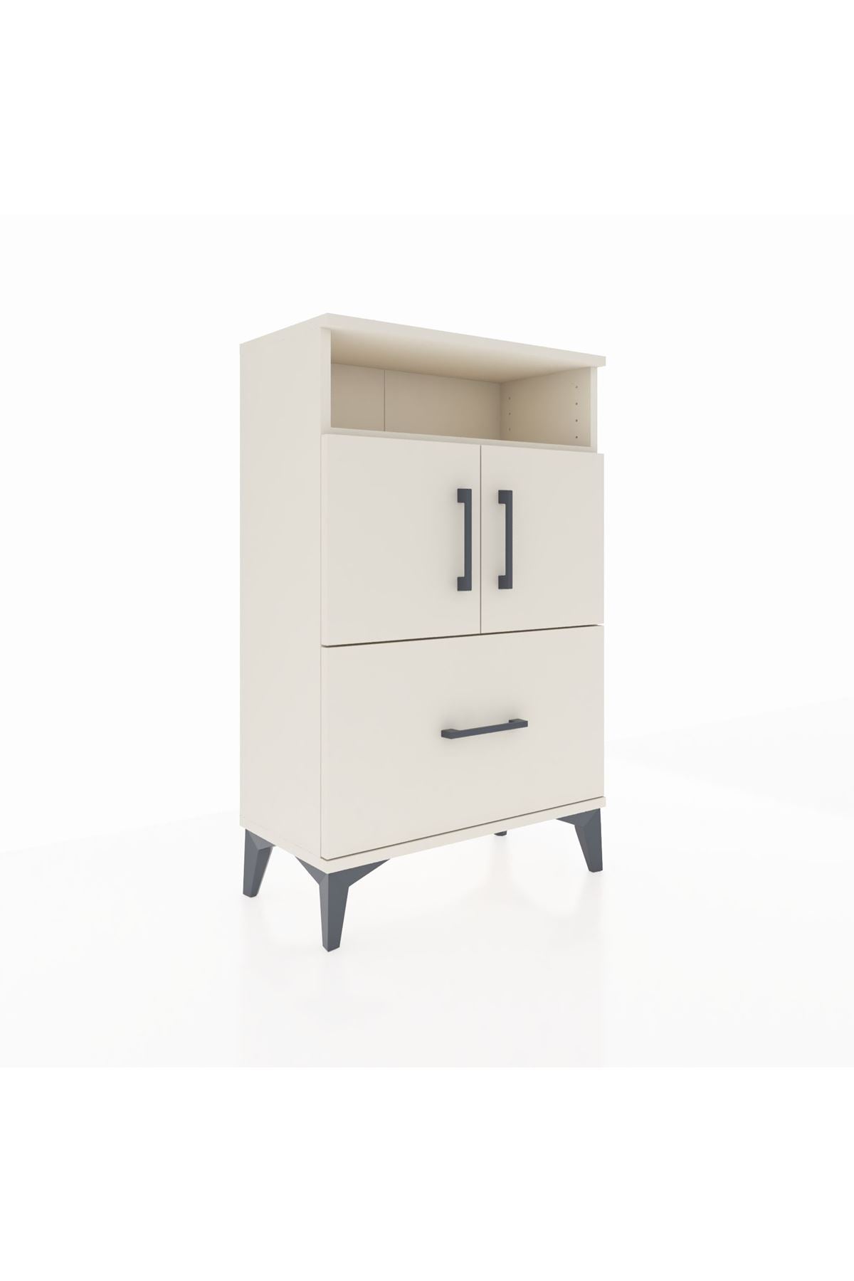 Arges Komodin 2 Raflı Tek Çekmeceli 2 Kapaklı 60x30x96 - S14M031V1A