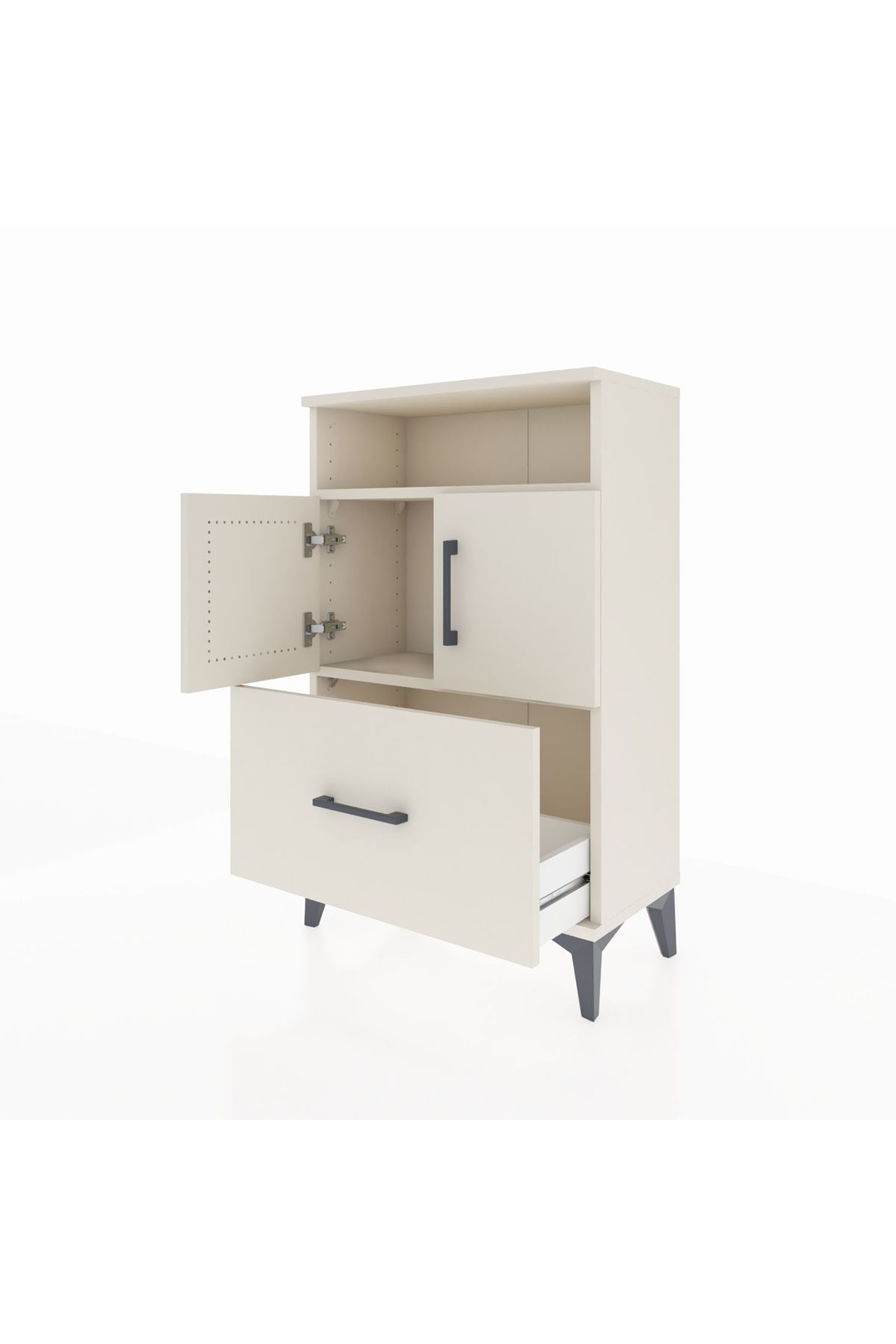 Arges Komodin 2 Raflı Tek Çekmeceli 2 Kapaklı 60x30x96 - S14M031V1A