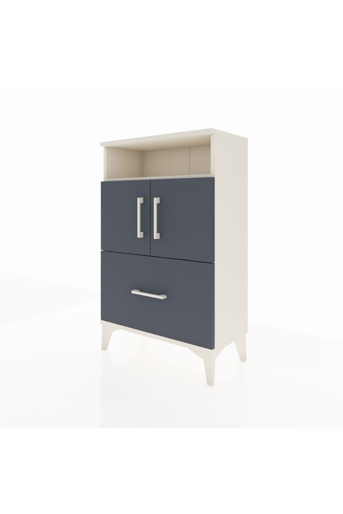 Arges Komodin 2 Raflı Tek Çekmeceli 2 Kapaklı 60x30x96 - S14M031V2A