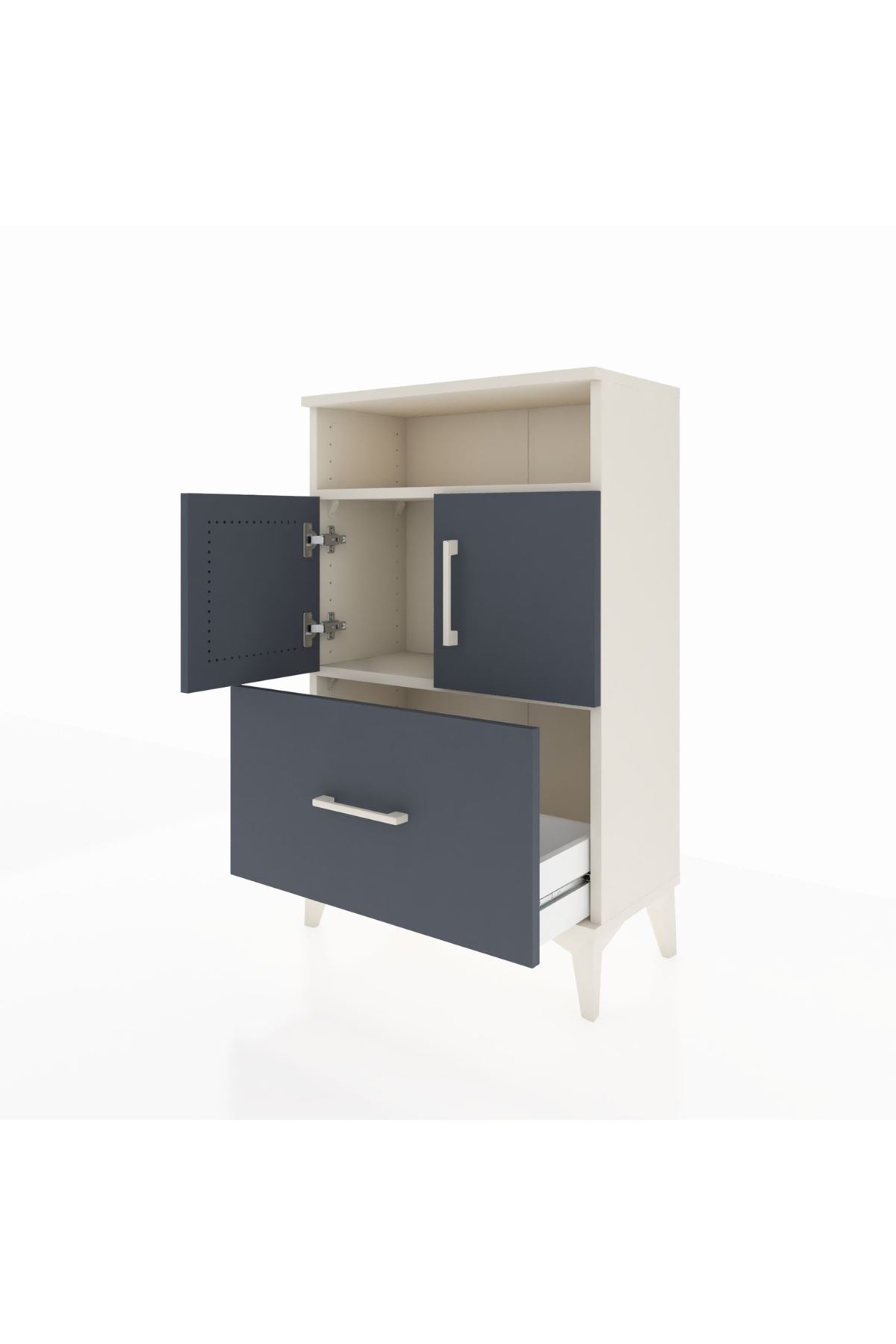 Arges Komodin 2 Raflı Tek Çekmeceli 2 Kapaklı 60x30x96 - S14M031V2A