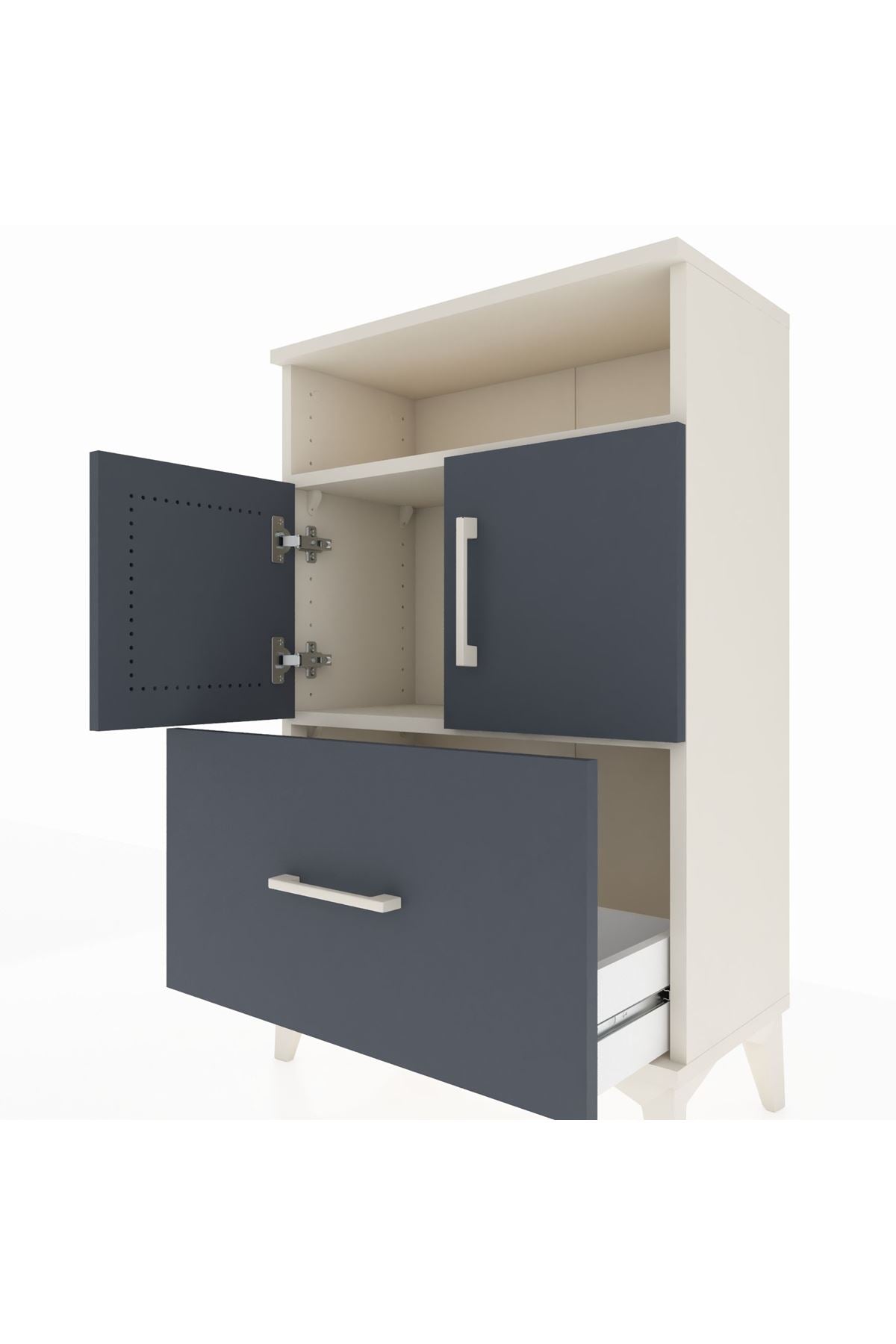 Arges Komodin 2 Raflı Tek Çekmeceli 2 Kapaklı 60x30x96 - S14M031V2A