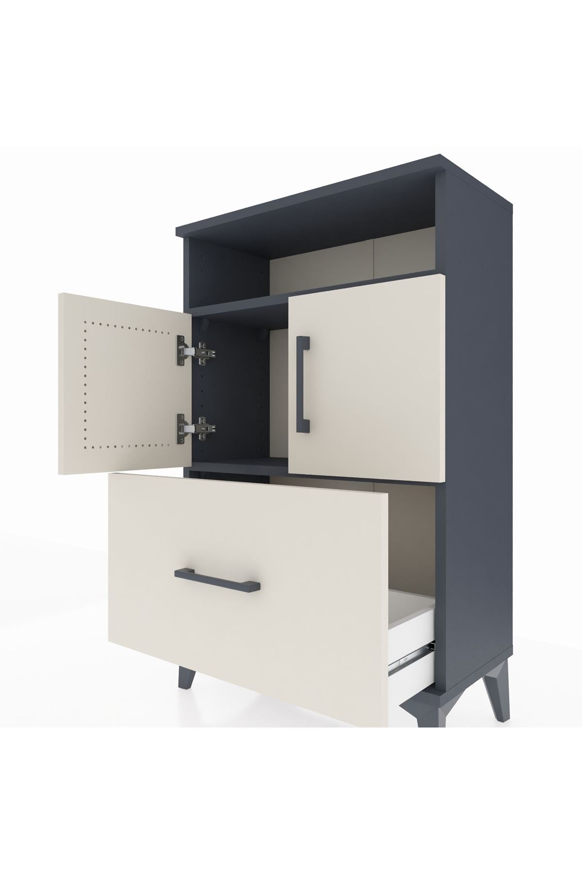 Arges Komodin 2 Raflı Tek Çekmeceli 2 Kapaklı 60x30x96 - S14M031V4A