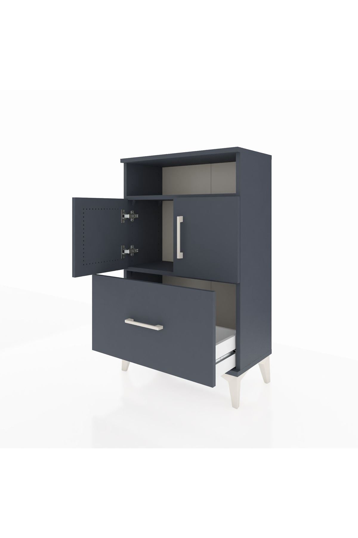 Arges Komodin 2 Raflı Tek Çekmeceli 2 Kapaklı 60x30x96 - S14M031V5A