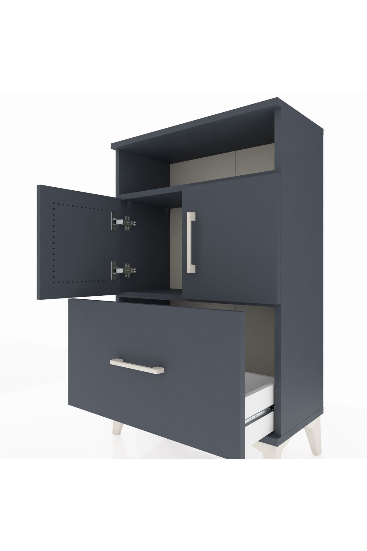 Arges Komodin 2 Raflı Tek Çekmeceli 2 Kapaklı 60x30x96 - S14M031V5A