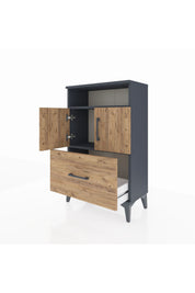 Arges Komodin 2 Raflı Tek Çekmeceli 2 Kapaklı 60x30x96 - S14M031V6A