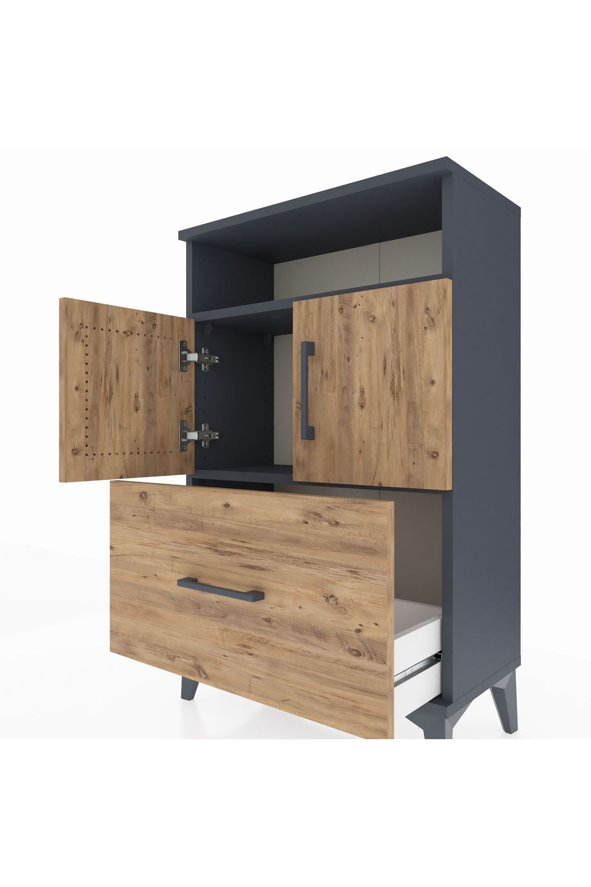 Arges Komodin 2 Raflı Tek Çekmeceli 2 Kapaklı 60x30x96 - S14M031V6A