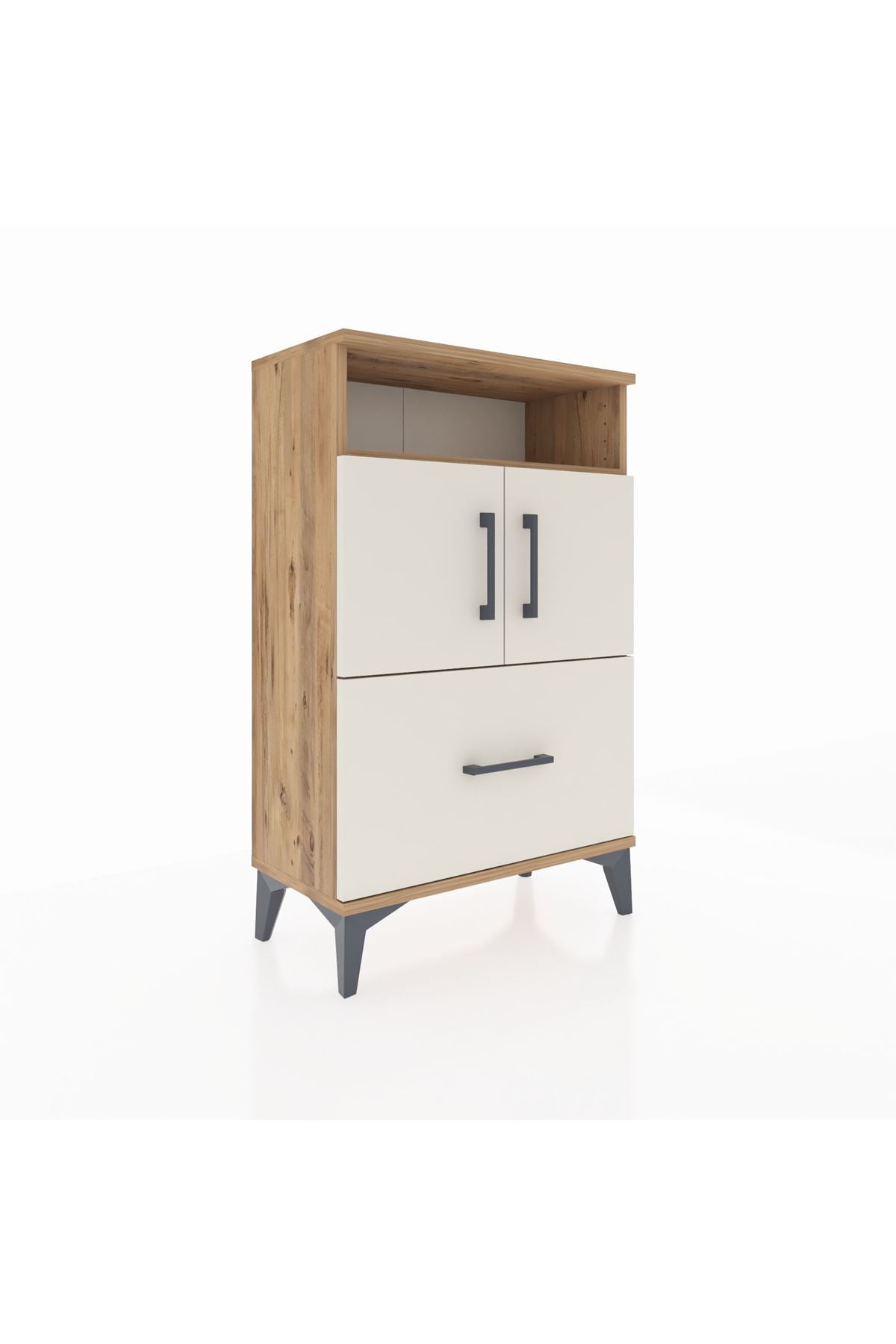 Arges Komodin 2 Raflı Tek Çekmeceli 2 Kapaklı 60x30x96 - S14M031V7A