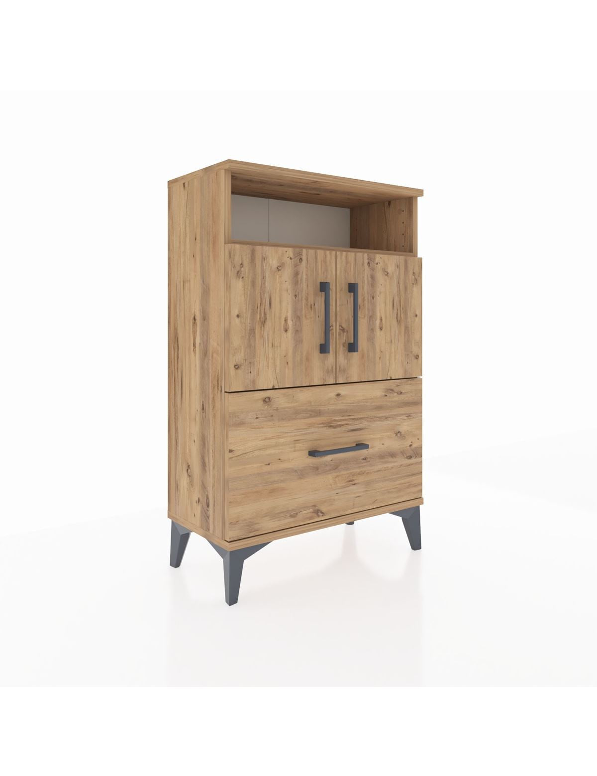 Arges Komodin 2 Raflı Tek Çekmeceli 2 Kapaklı 60x30x96 - S14M031V9A